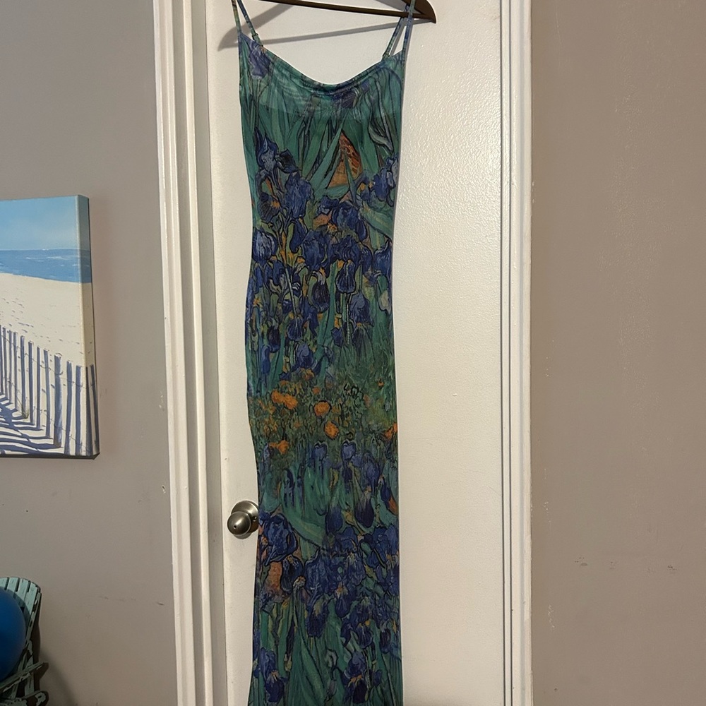 SHEIN Blue and Green Floral Maxi Dress